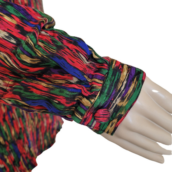 Ann May Women's Multi-color Long Sleeve Silk Collared Button-Up Shirt Size M - Picture 5 of 8